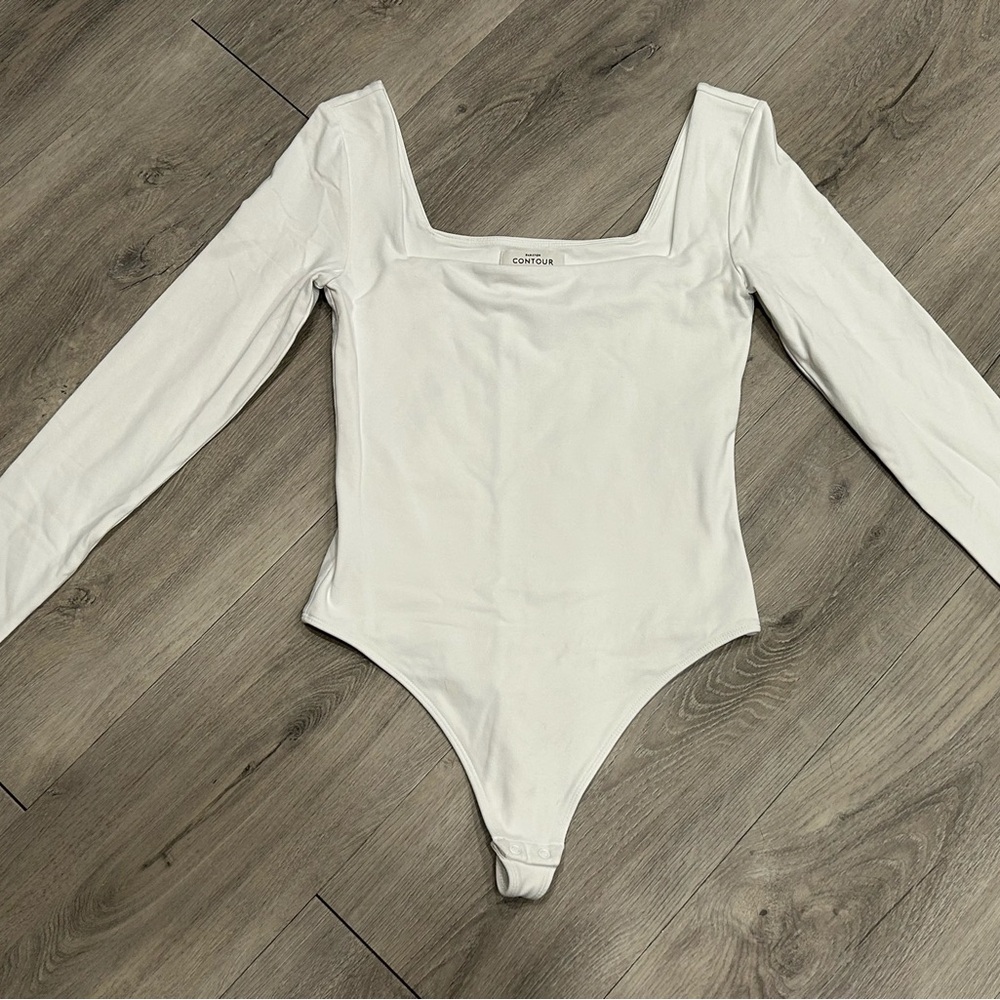 Babaton White Long Sleeve Bodysuit